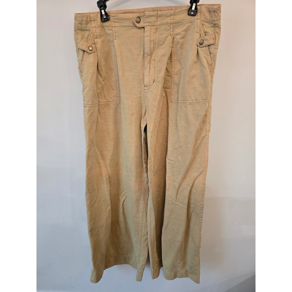 Anthropologie Pilcro Tan Wide Leg Utility Pants Womens Size 30 High Rise